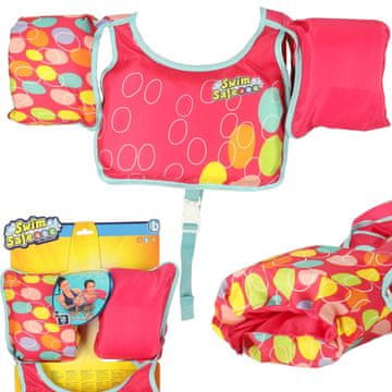 WOWO Roza napihljiv plavalni jopič za otroke - Bestway 32174 z rokavi za otroke 3-6 let, 19-30 kg