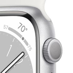 Apple Watch Series 8 pametna ura, 41 mm, GPS, ohišje srebrna, pašček bela (mp6k3se/a)