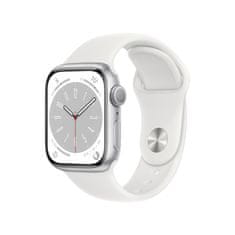 Apple Watch Series 8 pametna ura, 41 mm, GPS, ohišje srebrna, pašček bela (mp6k3se/a)