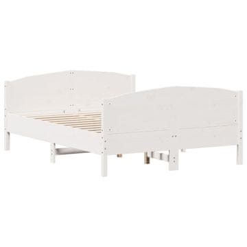 Vidaxl Posteljni okvir brez vzmetnice bel 150x200 cm trdna borovina