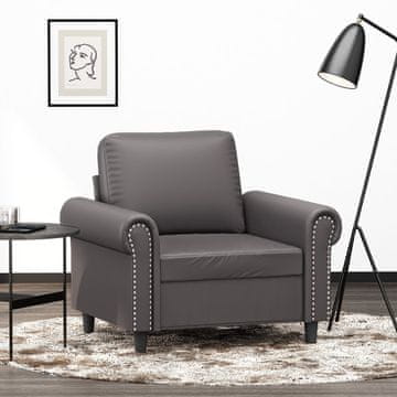 Vidaxl vidaXL Fotelj, siv, 60 cm, oblazinjen z umetnim usnjem