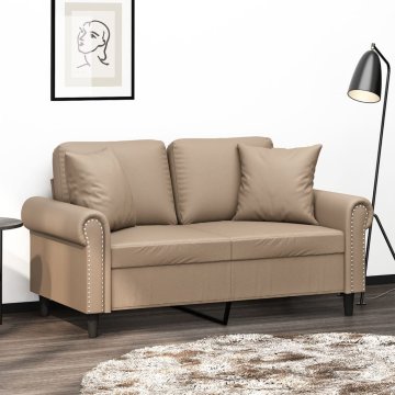 Vidaxl vidaXL Dvosed z blazinami, kapučino, 120 cm, umetno usnje