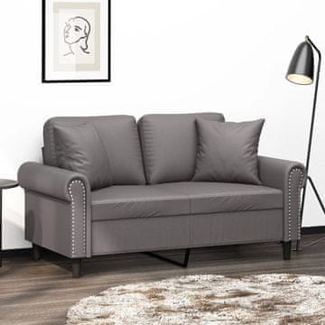 Vidaxl vidaXL Dvosed z blazinami, siv, 120 cm, umetno usnje