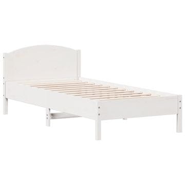Vidaxl Posteljni okvir brez vzmetnice bel 90x200 cm trdna borovina