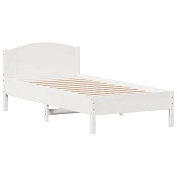 Vidaxl Posteljni okvir brez vzmetnice bel 75x190 cm trdna borovina