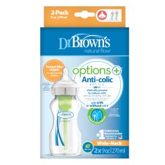 Dr.Brown´s Options+ širokovratna plastična steklenička 270 ml, 2 kom