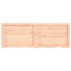 Greatstore Stenska polica 160x50x(2-6) cm neobdelana trdna hrastovina