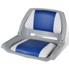 Vidaxl Zložljiv sedež za čoln z modro-belo blazino 48x51x41 cm