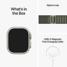 Apple Watch Ultra pametna ura, 49 mm, Titanium ohišje, Alpine Loop, zelena, L