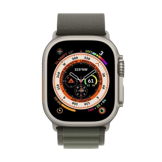 Apple Watch Ultra pametna ura, 49 mm, Titanium ohišje, Alpine Loop, zelena, M