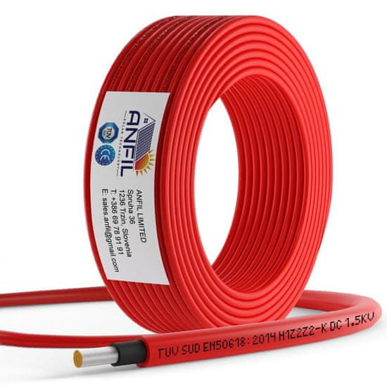 ANFIL Solarni kabel 4 mm2 (12 AWG) Rdeč