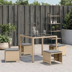 Vidaxl Vrtni stolčki z blazinami 4 kosi bež 41x41x36 cm poli ratan