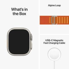 Apple Watch Ultra pametna ura, 49 mm, Titanium ohišje, Alpine Loop, oranžna, L