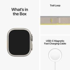 Apple Watch Ultra pametna ura, 49 mm, Titanium ohišje, Trail Loop pašček, bež/rumena, S/M