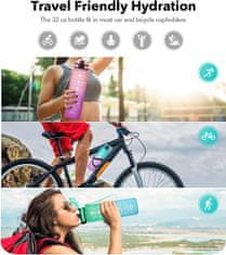 Netscroll Fit komplet 2v 1: Motivacijska steklenica za vodo z časovnimi oznakami in spodbudnimi frazami + 5 elastičnih trakov z 5 stopnjami odpornosti za vadbo, za ljubitelje aktivnega življenja, BottleBundle