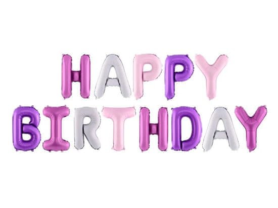 WOWO Happy Birthday balonska dekoracija - Mavrična folija balonska dekoracija Happy Birthday 340cm x 35cm