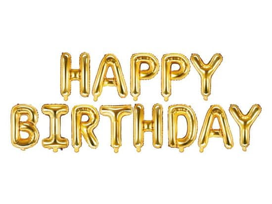 WOWO Happy Birthday balonska dekoracija - zlata folija balonska dekoracija Happy Birthday 340cm x 35cm