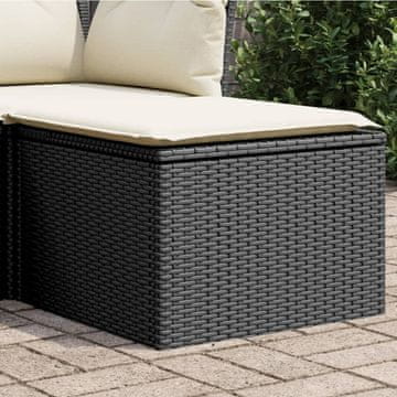 Vidaxl vidaXL Vrtni stolček z blazino črne barve 55x55x37 cm poli ratan