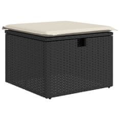 Vidaxl Vrtni stolček z blazino črn 55x55x37 cm poli ratan