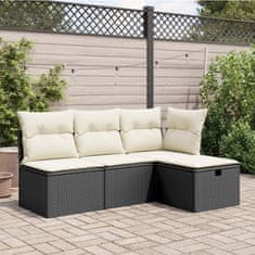 Vidaxl Vrtni stolček z blazino črn 55x55x37 cm poli ratan