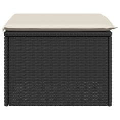 Vidaxl Vrtni stolček z blazino črn 55x55x37 cm poli ratan