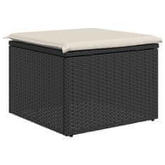 Vidaxl Vrtni stolček z blazino črn 55x55x37 cm poli ratan