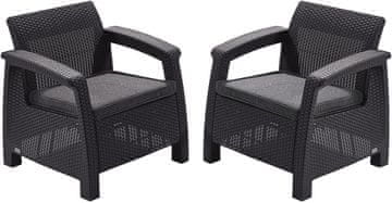 KETER CORFU DUO Balkon Set - Grafit s Sede Blazinami