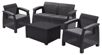 KETER Corfu Elegance Set - Grafit/Siva s Slogovnimi Blazinami