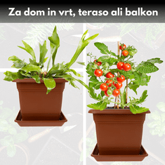 Sustania Komplet 2 kvadratnih cvetličnih loncev terakota barve, 28x28 - Moč in lepota za vaše balkonske rastline