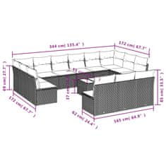 Vidaxl 14 kosov Garden Sofa Set z blazinami Brown Poly Rattan