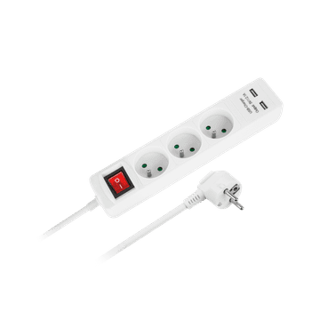 Rebel Rebel napajalni podaljšek 3 vtičnice + 2 USB vtičnici s stikalom - 5 m