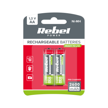 shumee REBEL HR6 2600 mAh Ni-MH baterije 2 kos/bl