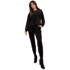 ITALY MODA Ženski komplet z lokom na bluzi MULA črna DHJ-KMPL-8870.59_406011 Univerzalni