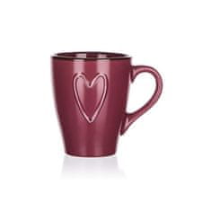 Banquet Keramični vrč HEART 310 ml, bordo, komplet 6 kosov