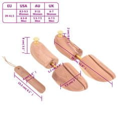 Vidaxl Raztegovalnik za čevlje EU 39-41,5 trden les cedre
