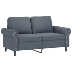 Vidaxl Kavč dvosed z okrasnimi blazinami temno siv 120 cm žamet