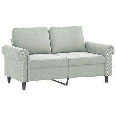 Vidaxl Kavč dvosed z okrasnimi blazinami svetlo siv 120 cm žamet