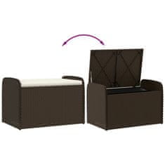 Vidaxl Klop z blazino rjava 80x51x52 cm poli ratan