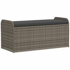 Vidaxl Klop z blazino siva 115x51x52 cm poli ratan