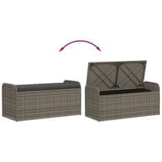 Vidaxl Klop z blazino siva 115x51x52 cm poli ratan
