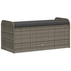 Vidaxl Klop z blazino siva 115x51x52 cm poli ratan