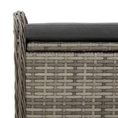 Vidaxl Klop z blazino siva 115x51x52 cm poli ratan