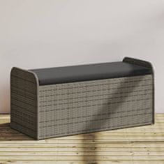 Vidaxl Klop z blazino siva 115x51x52 cm poli ratan