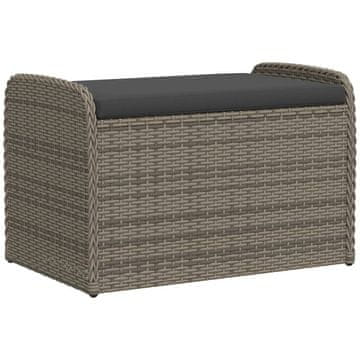 Vidaxl Klop z blazino siva 80x51x52 cm poli ratan