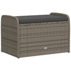 Vidaxl Klop z blazino siva 80x51x52 cm poli ratan