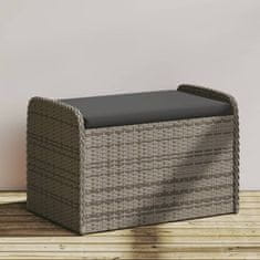 Vidaxl Klop z blazino siva 80x51x52 cm poli ratan