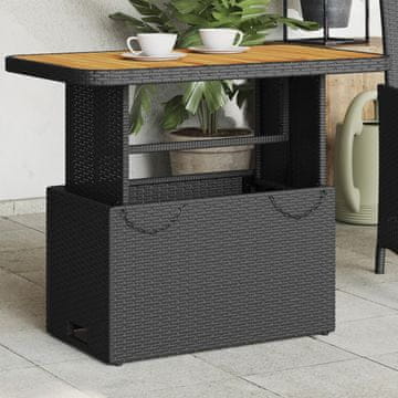 Vidaxl vidaXL Vrtna miza črna 90x55x71 cm poli ratan in akacija
