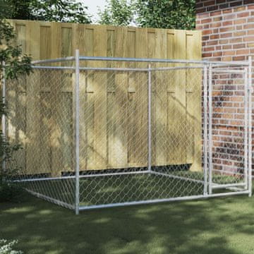 Vidaxl vidaXL Pasja kletka z vrati siva 2x2x1,5 m jeklo