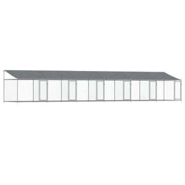 Vidaxl Pasji boks s streho in vrati siv 12x2x2 m pocinkano jeklo