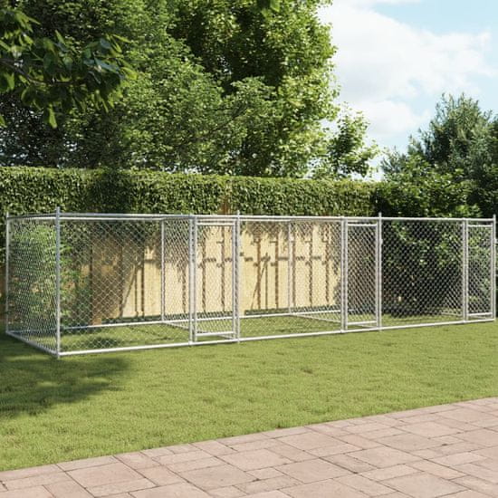 shumee Pasji boks z vrati siv 6x2x1,5 m pocinkano jeklo